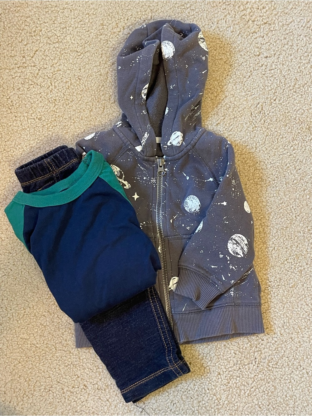 Carter’s Boys Gray Space-Print Zip Hoodie 
12 months